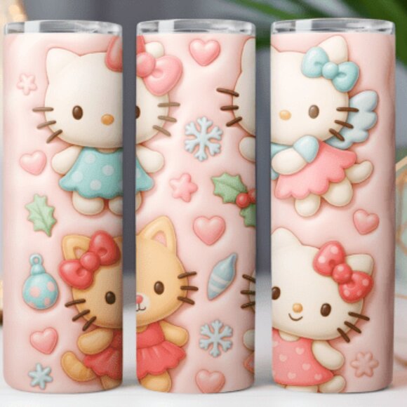 Kawaii Themed 20oz Sublimated Stainless Steel Tumbler with Lid & Straw - Picture 2 of 4